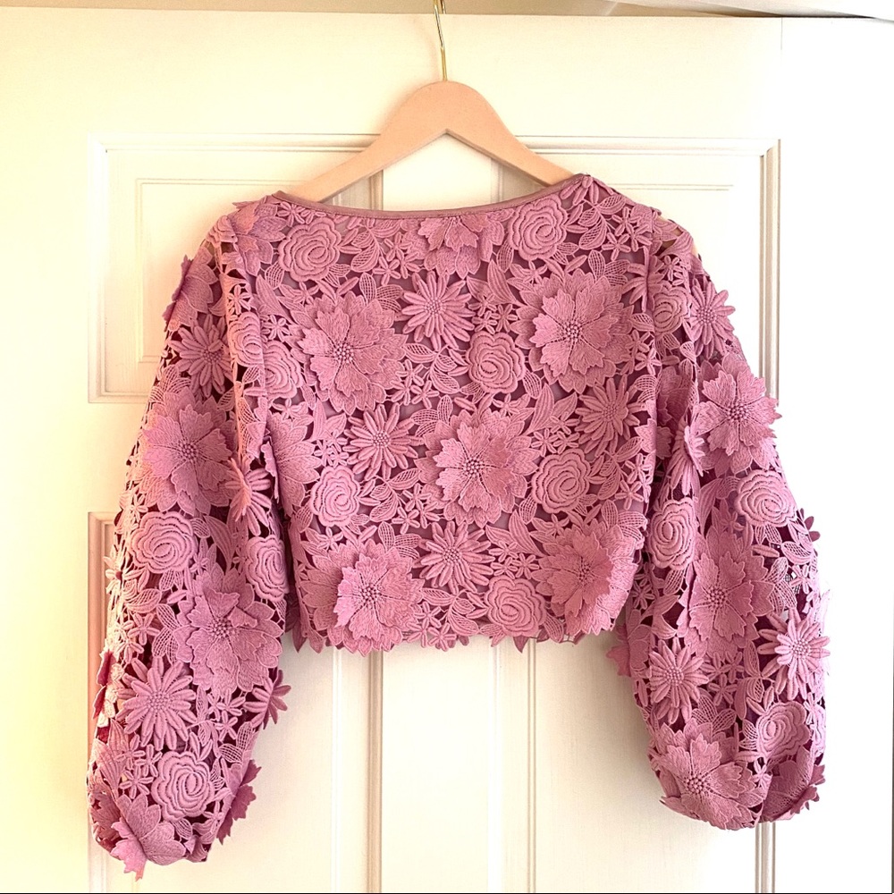 Milly 3D floral Camilla crop top, size 2 - Picture 6 of 6